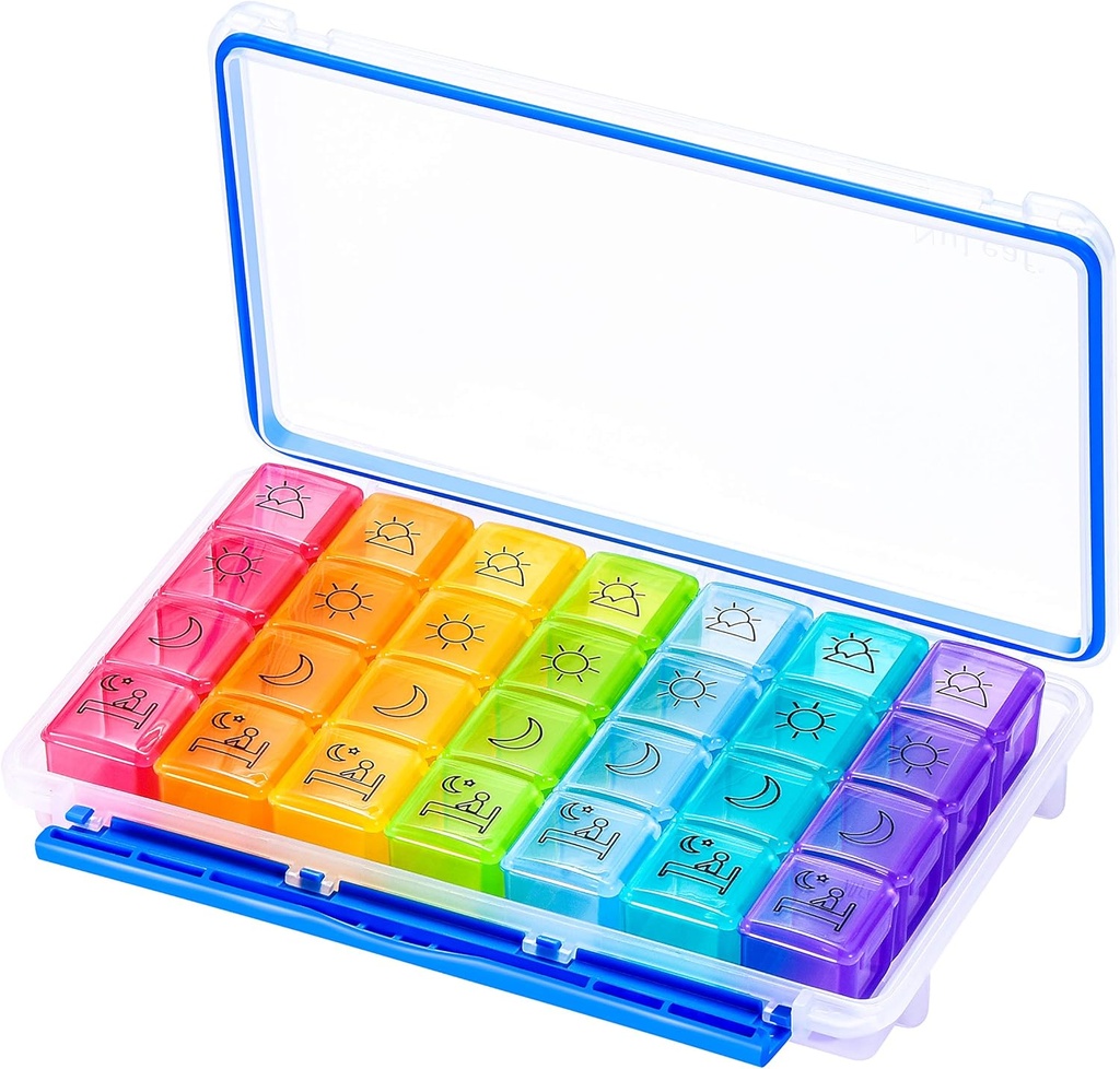 NuLeaf pil Organizer 4 keer per dag, grote afdelingen Portable 7 Dag 4 keer per dag reis pil Organizer met vocht-proof ontwerp om vitamines, supplementen en medicijnen vast te houden