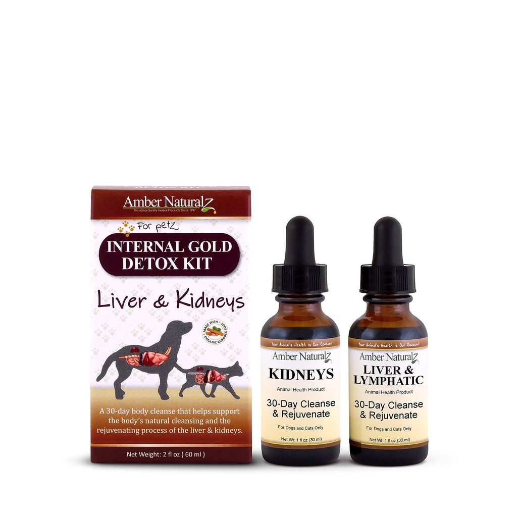 AMBER NATHZ Internal Gold Detox Kit voor honden, katten, vogels, konijnen, en Guinee Pigs 