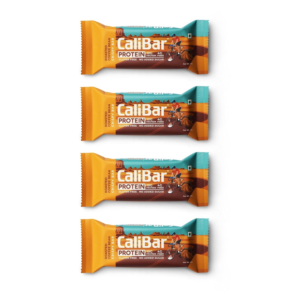 CaliBar 10G Protein Bar - Roasted Coffee Bean Crispy Bar (Pack Of 4)|With Real Coffee, No Added Sugar, Gluten-Free, 4G Fiber, Delicious Taste & 100% Veg.|Guilt-Free Snacking (40Gm X 4 Bars)