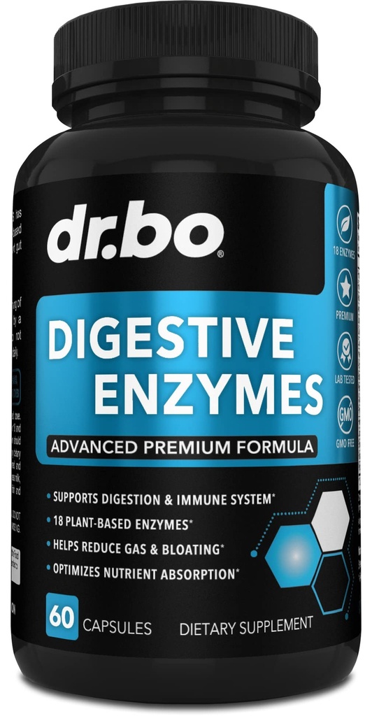 Digestieve enzymensupplementen op basis van planten - Pancreatrische en Proteolytische superdigestie Enzyme Supplement Pillen Steun voor opblaashulp voor vrouwen en mannen - Lipase, Amylase, Broomeïne, Protease en Cellulase