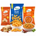 ACME Poshan Snack Variety Pack, White Chocolate & Dry Fruits Protein Bar, Nutri+ Noodles Indian Masala, Nutri+ Puffs Masala Masti, High Protein, No Palm Oil, No MSG Healthy Snacks Combo, Pack of 3 (170g Total)
