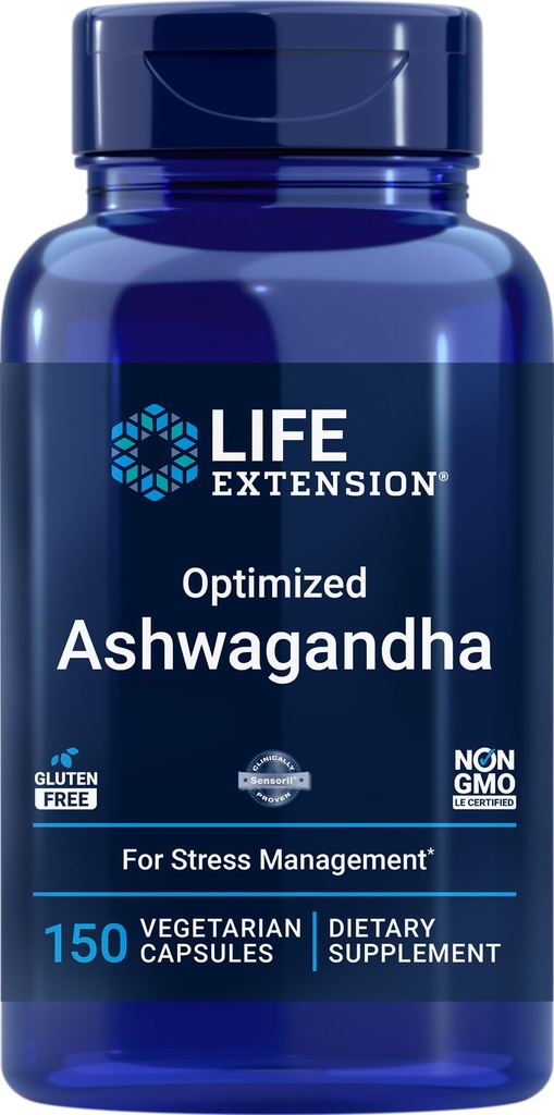 Levensverlenging Geoptimaliseerd Ashwagandha, 150 Veg Caps - Non-GMO, Glutenvrij, Vegetarische Capsules