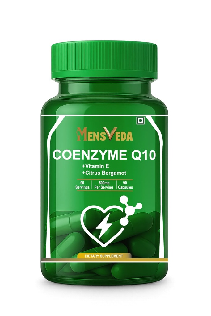 Coenzyme Q10 (CoQ10) 600mg Supplement | With Vitamin E, Resveratrol & Citrus Bergamot | Heart Health, Energy & Antioxidant Support Capsules | 90 Veg Capsules Dietary Supplement