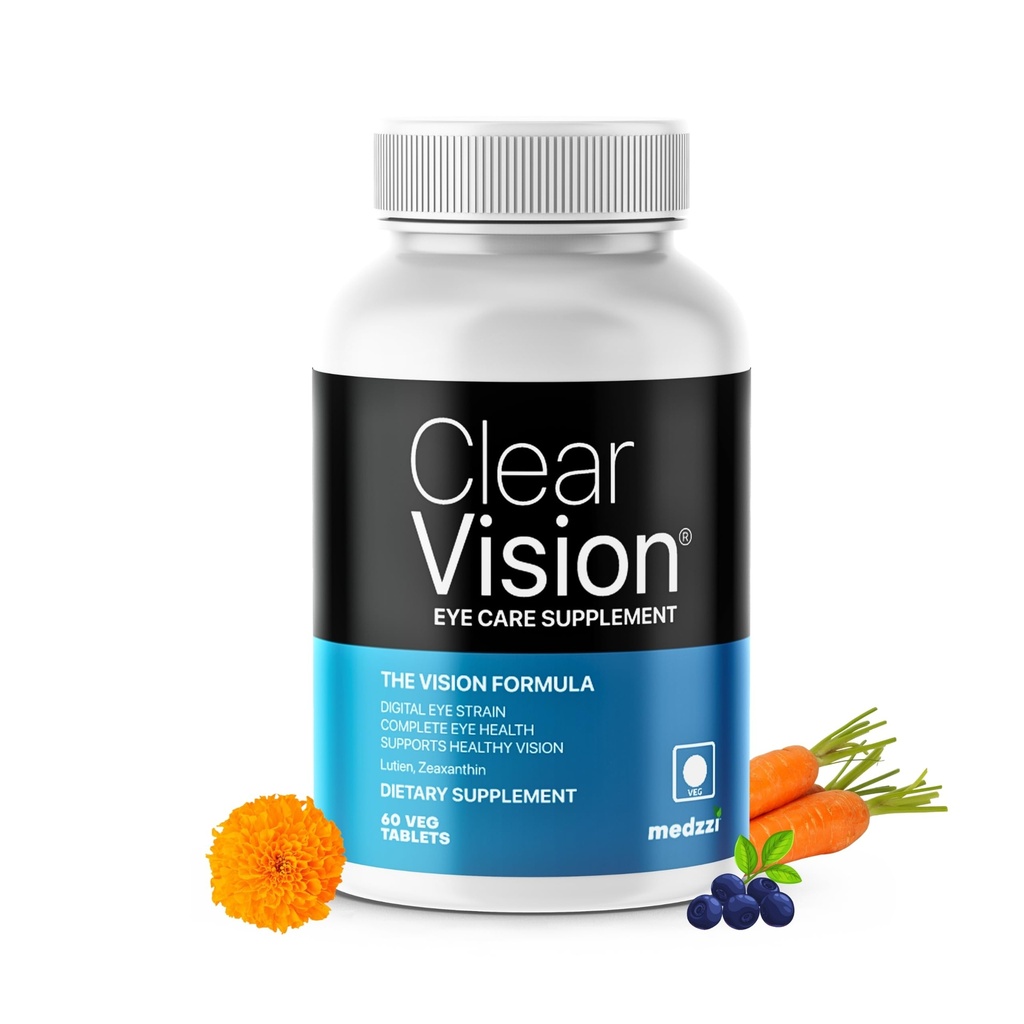 Clear Vision Eye Care Tablets | Lutein, Zeaxanthin, Bilberry & Astaxanthin | Eye Health Supplement for Digital Eye Strain, Dry Eyes & Blue Light Protection | Daily Eye Multivitamin