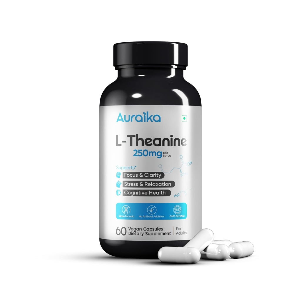 L Theanine Supplement 250mg – 60 Capsules | Stress Support, Relaxation & Focus | Non-Drowsy Calm with Vitamin B6 | Supports Brain Health & Cognitive Function