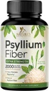 Psyllium Husk Poeder Capsules 2000mg, Natuurlijke Dagelijkse Oplosbare & Onoplosbaar Fiber Pillen, Psyllium Husk Fiber Supplement Ondersteunt Vertering Colon Gezondheid & Regularity, Plant Based Supplement - 120 Capsules
