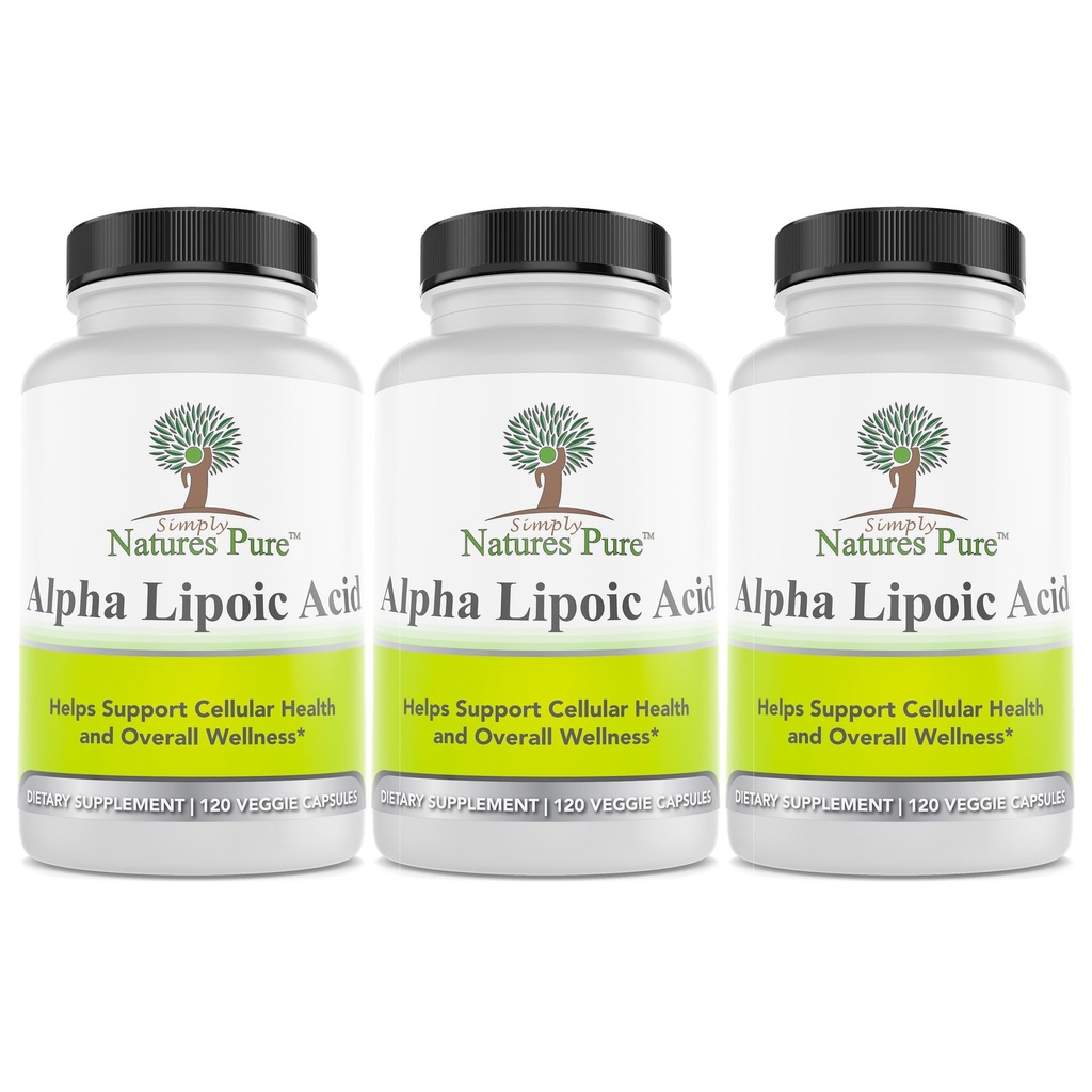Gewoon de natuur Puur Alpha Lipoïnezuur 600mg 360 Veggie Capsules, Niet-GMO Thiocaat Zuur 12 maanden Levering