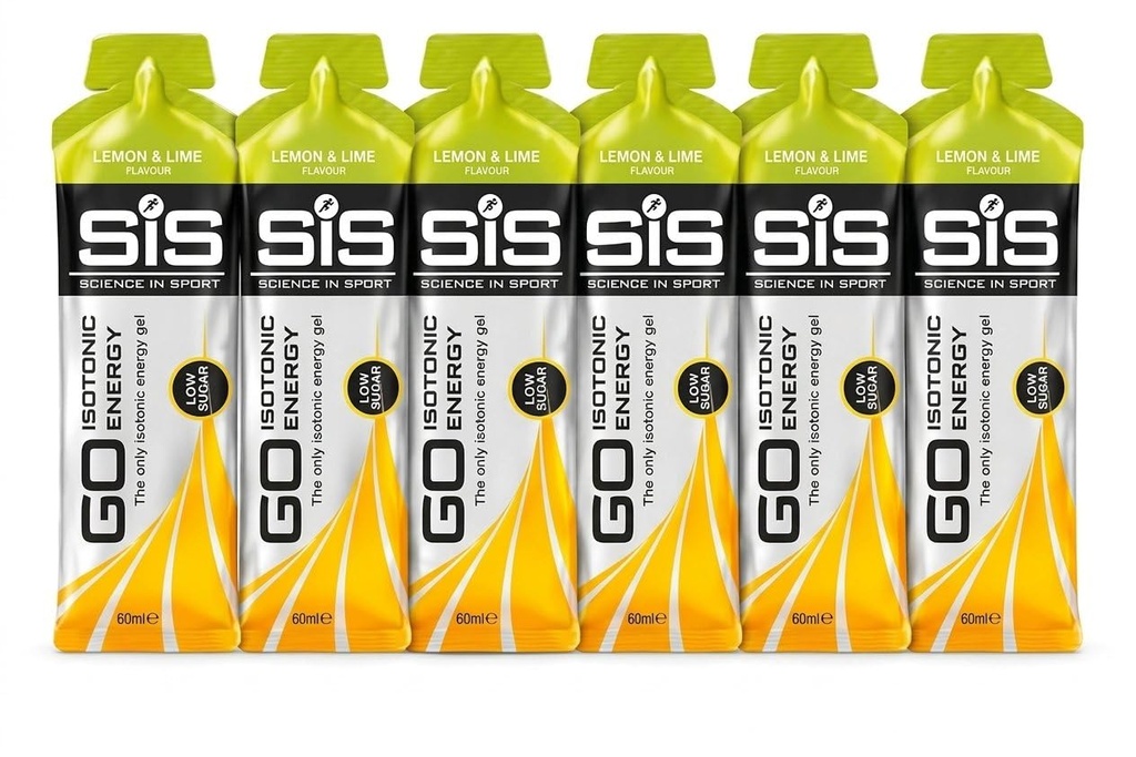Science in Sport (SiS) GO Isotonic Energy Gel, Lemon & Lime, 22g Carbohydrates, 87 kcal per Serving, No Water Needed, Low Sugar, Natural Flavours (6 x 60ml)