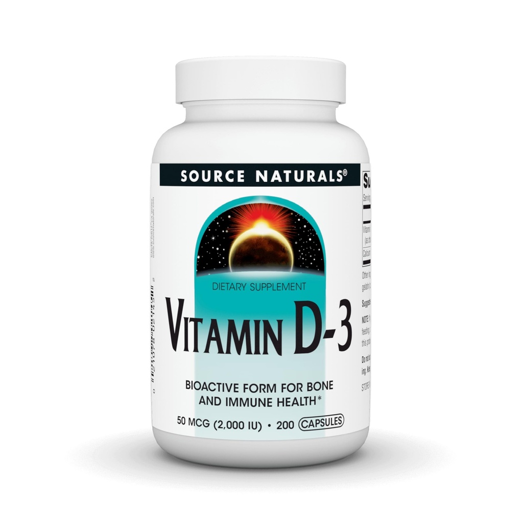 Bron Naturals Vitamine D-3, Bioactive Form for Bone & Immune Health*, 2000 IE - 200 Capsules