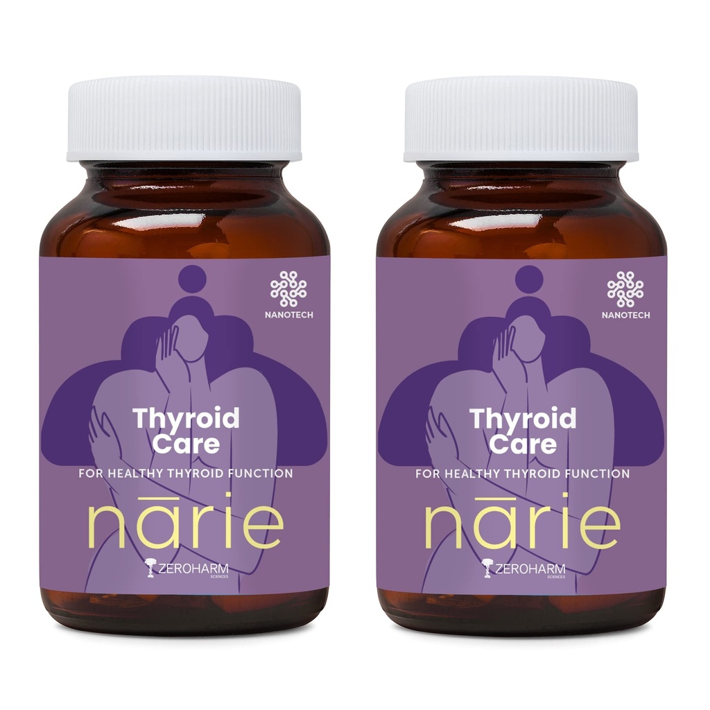ZEROHARM Narie Thyroid Supplement | With Ashwagandha, Guggul & Kachnar for Women | Supports Energy, Metabolism, Mood, Thyroid Health (TSH, T3, T4 Levels) & Weight Management | 120 Nano Tablets