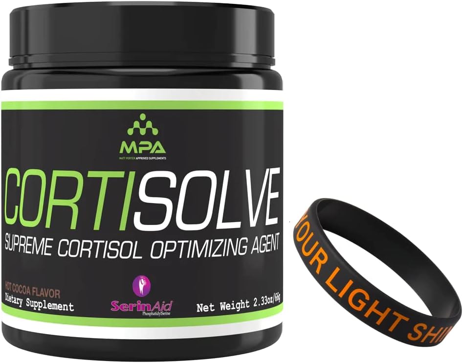 MPA Supps CortiSolve - Supreme Cortisol Optimaliseren Agent Bundle met een Motivational Polsband armband om Motivate en ondersteuning u - 28 Servers - Hot Cocoa