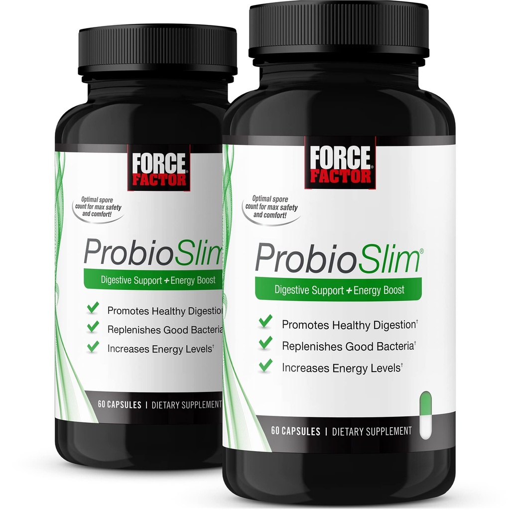 Force Factor ProbioSlim Probiotic Supplement voor vrouwen en mannen met probiotica en groene thee Extract, Verminder gas, opgeblazen, constipatie, ondersteuning Digestieve en Gut Health, 120 capsules (2-pack)