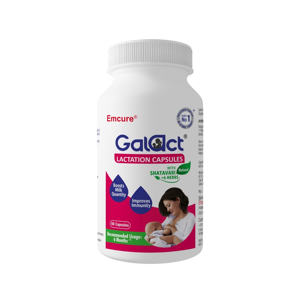 Galact Lactation Capsules – Breast Milk Booster & Lactation Supplement for Breastfeeding | Infused with Shatavari & 6 Natural Herbs | Increases Breast Milk Quantity | Pack of 60 Capsules