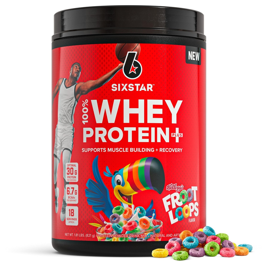 Six Star Whey Protein Powder Plus - Muscle Building & Recovery Formula with Whey Isolate Powder, BCAAs, 30g Protein, Immune Support - Post-workout Supplement - Kellogg