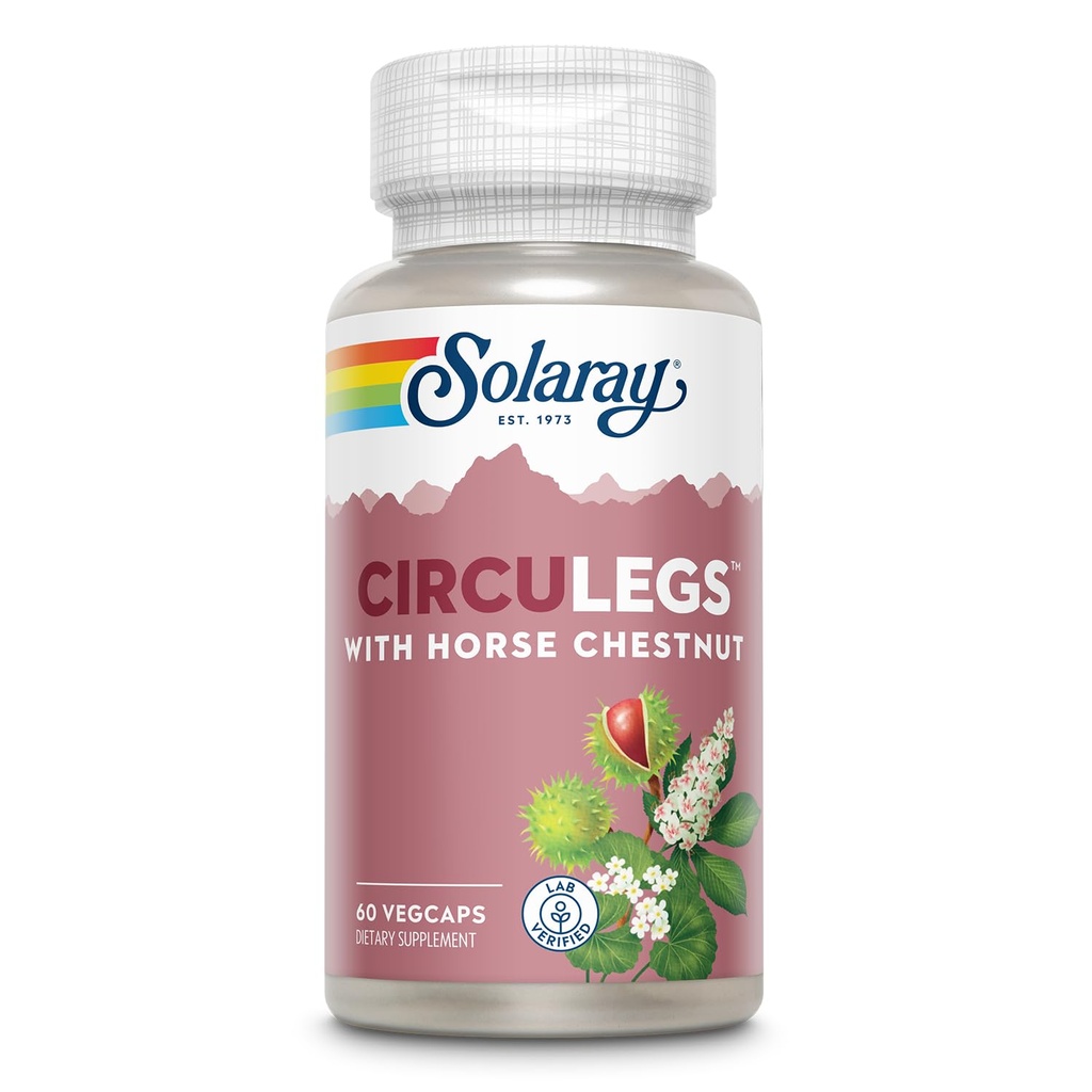 SOLARAY Circulegs - Herbal Supplements for Wellness Support w/Horse Chestnut Extract and Vitamin C, Plus Gotu Kola, Flavonoids, Hesperidin Blend - Vegan, Gluten Free, 60-Day Guarantee - 30 Servings