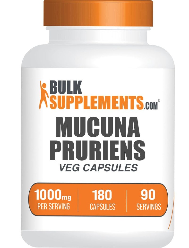 BulkSupplements.com Mucuna Pruriens Capsules - Kruidensupplementen, Mucuna Pruriens Supplement, Velvet Beans - Vegan & Glutenvrij, 2 capsules per portie (1000mg), 180 Tellen (pakket van 1)