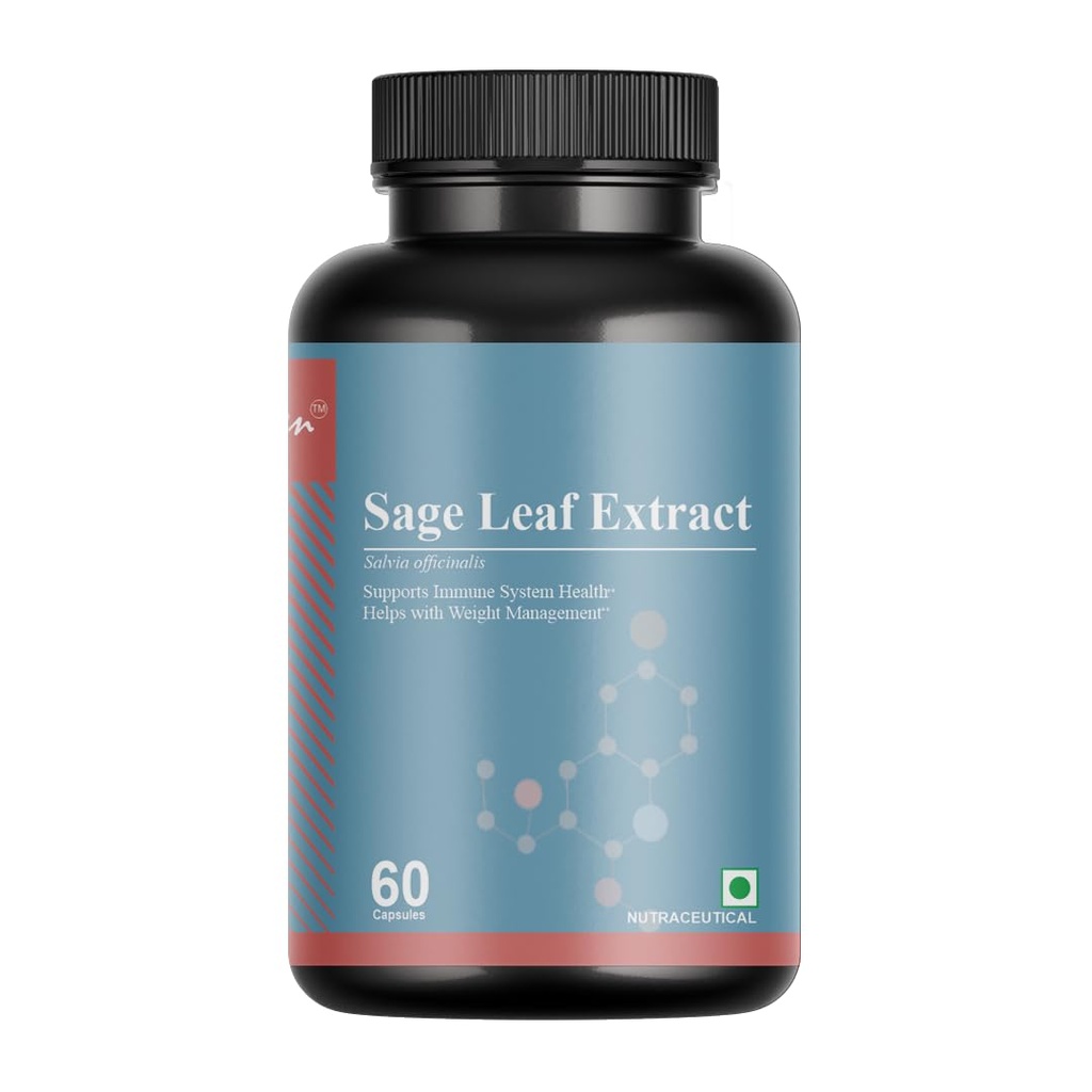 Sage Leaf Extract (Salvia Officinalis) - Cognitive & Menopause Support - Natural Antioxidant Complex - 60 Concentrated Vegetarian Capsules for Women & Men