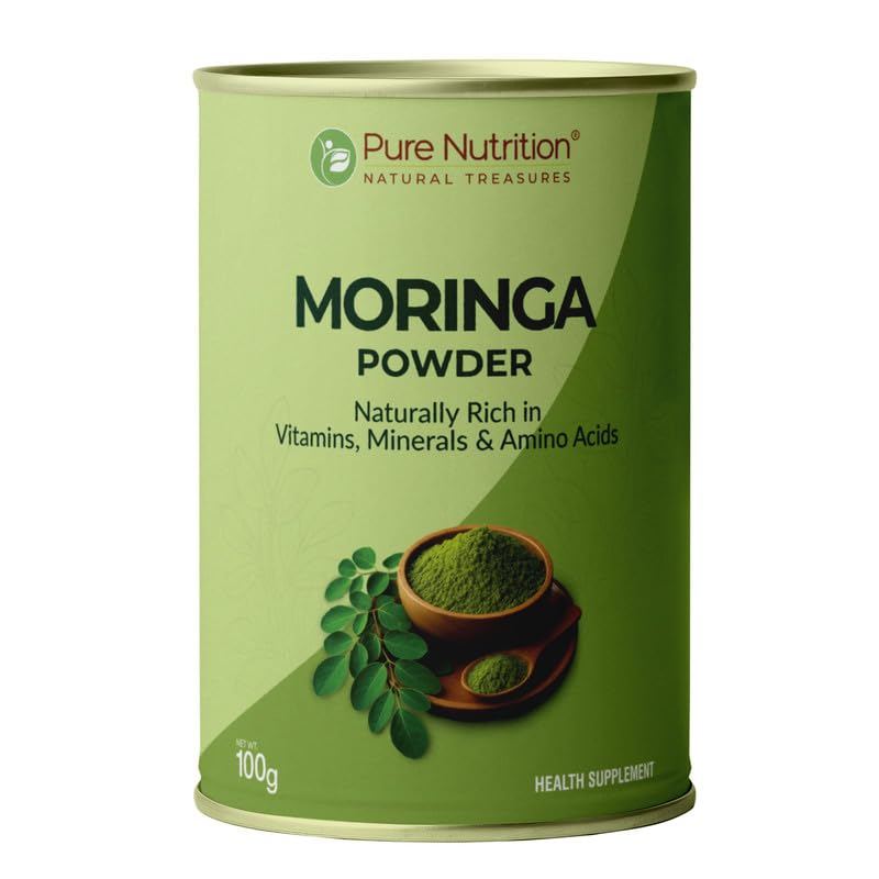 Pure Nutrition Moringa Powder, 100gm | Helps in weight management | Reduces stress levels | Improves immunity and energy levels | Packed with vitamins, minerals and amino acids