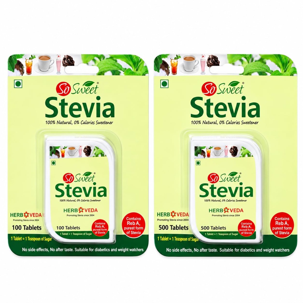 So Sweet Stevia Tablets Sugar Free Natural Zero Calorie Sweetener (Pack of 2, 600 Tablets)