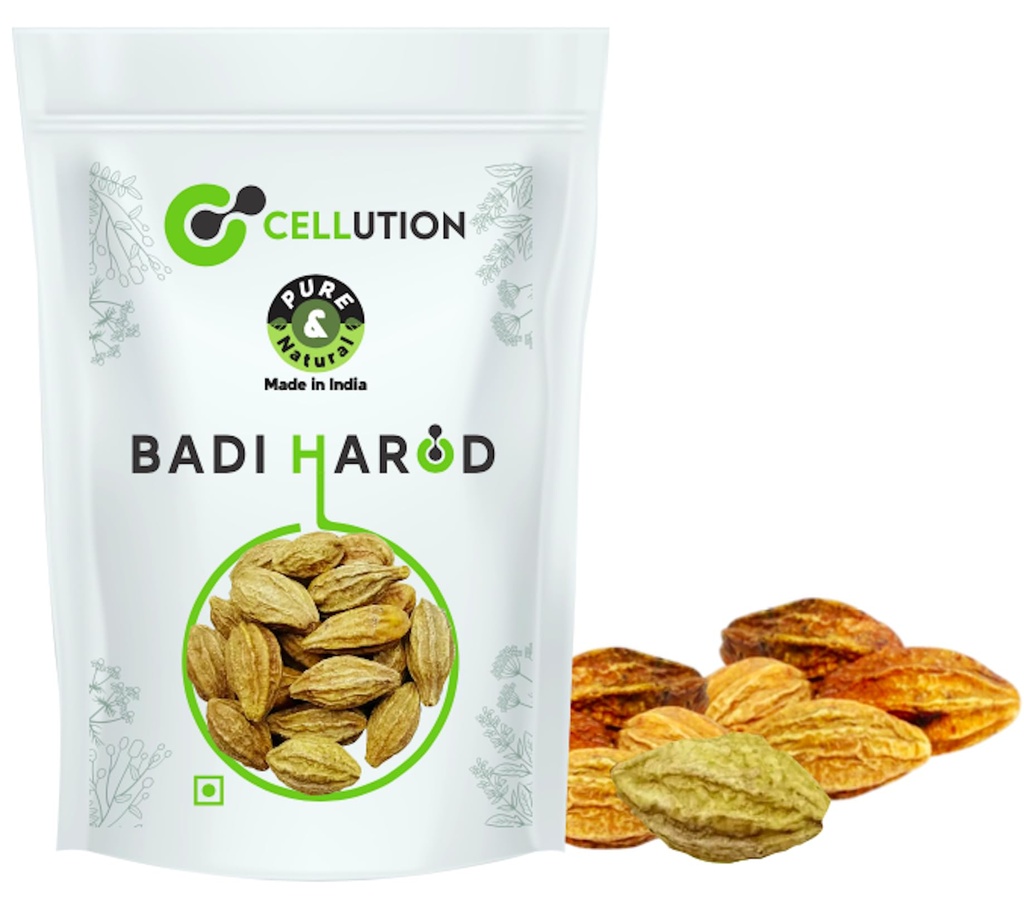 CELLUTION Badi Harad (Sabut) - 350gm Haritaki | Karakkaya | Yellow Terminalia Chebula | Kadukkai | Haritaki Natural | Inknut Whole | Harad Badi Pili | (350 Grams)