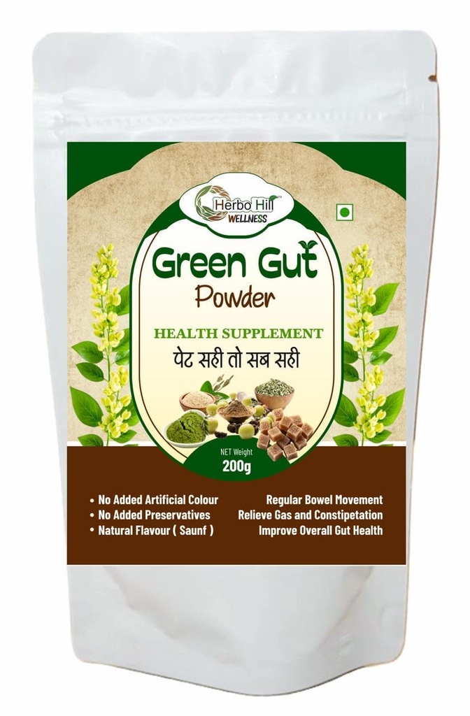 Gut Cleans & Detox Green Gut Powder For Men & Women | Daily Supplement With 8 Ayurvedic Herbs With psyllium Husk And Absolute Non Hebits with Minerals,Probiotics Formula | 200G