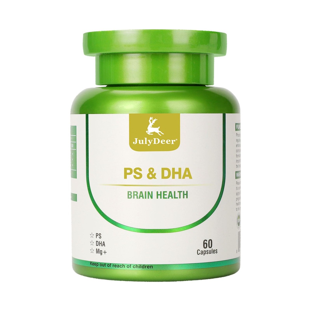 Magnesium L-threonaat -100mg, DHA-100mg, Fosfatidylserine-40mg, Magnesium Complexe Supplementen voor de Ouderen Kids Hersengezondheid en Cognitieve Ondersteuning Verbeteren Hersenen - 60 Capsules