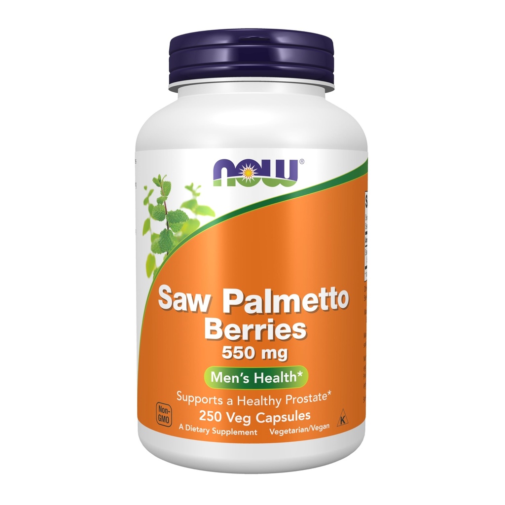 NOW Foods Supplements, Saw Palmetto Berrys (Serenoa repens) 550 mg, Men's Health*, 250 Veg Capsules