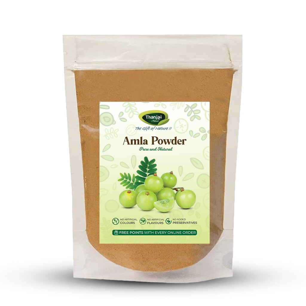 Thanjai Natural Amla Powder 500g | 100% Natural Indian Gooseberry Powder | Herbal Powder for Hair & Skin Care | Unprocessed & Chemical-Free