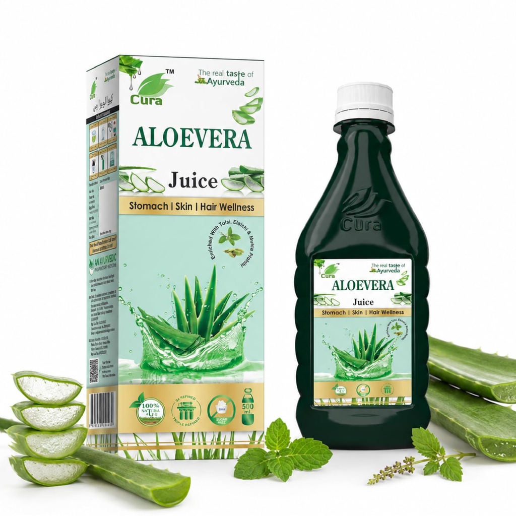 CURA AYURVEDIC Aloe Vera Ras II Immunity booster II For healthy skin & Hair II 500 ml