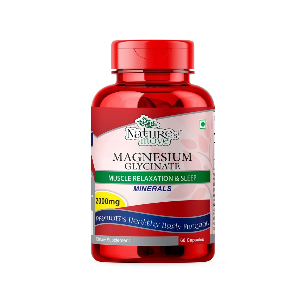 Natures Move Magnesium Glycinate 2000mg | High Absorption for Sleep, Muscle & Nerve Health (60 Capsules)
