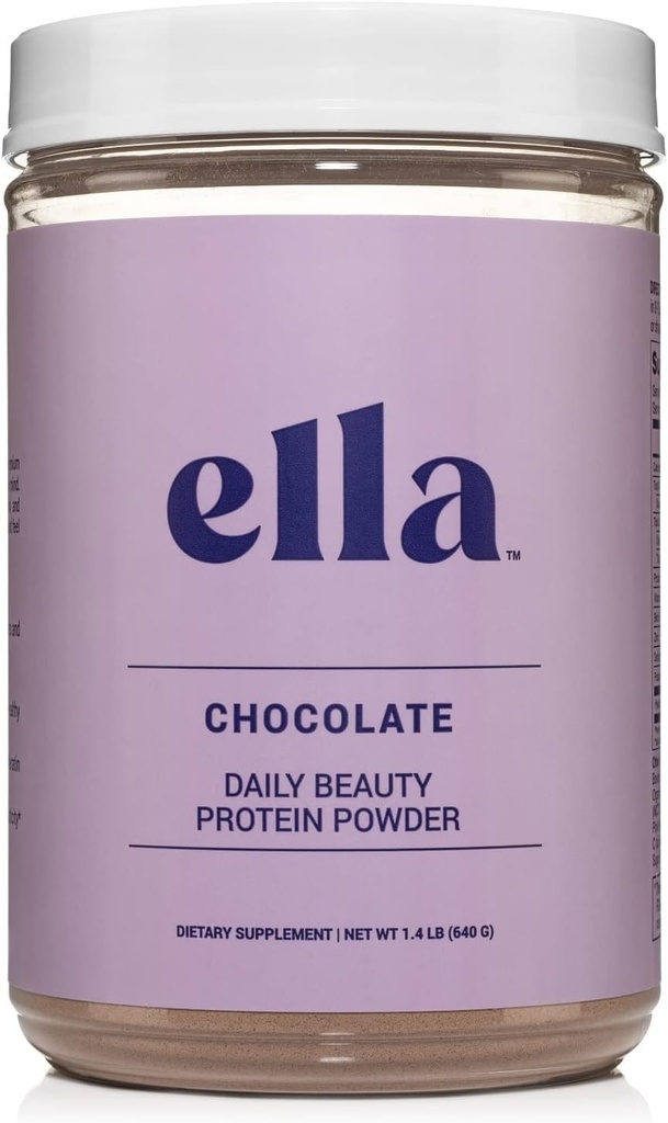 Ella Chocolate Collageen Protein Powder for Women - Daily Beauty Protein Powder with Grass-Fed Collagen Peptides - Non-GMO, Gluten-Free, No Artificial Sweeteners - 20 Servers