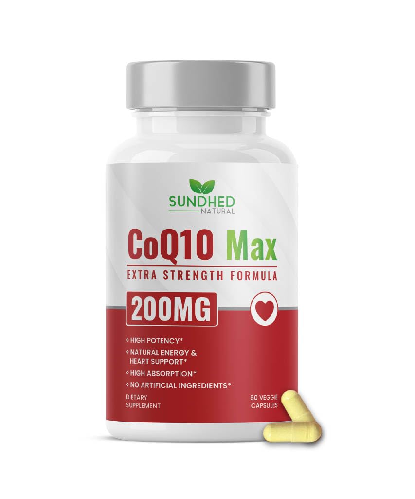 CoQ10 200mg Vegan, Ultra CoQ10 - Ultra High Absorptie Co-enzym Q10-supplementen - Antioxidant Supplement voor Bloedvat- en Hartgezondheid, Vruchtbaarheid en Energieproductie - 2 maanden Levering - 60 Tel.