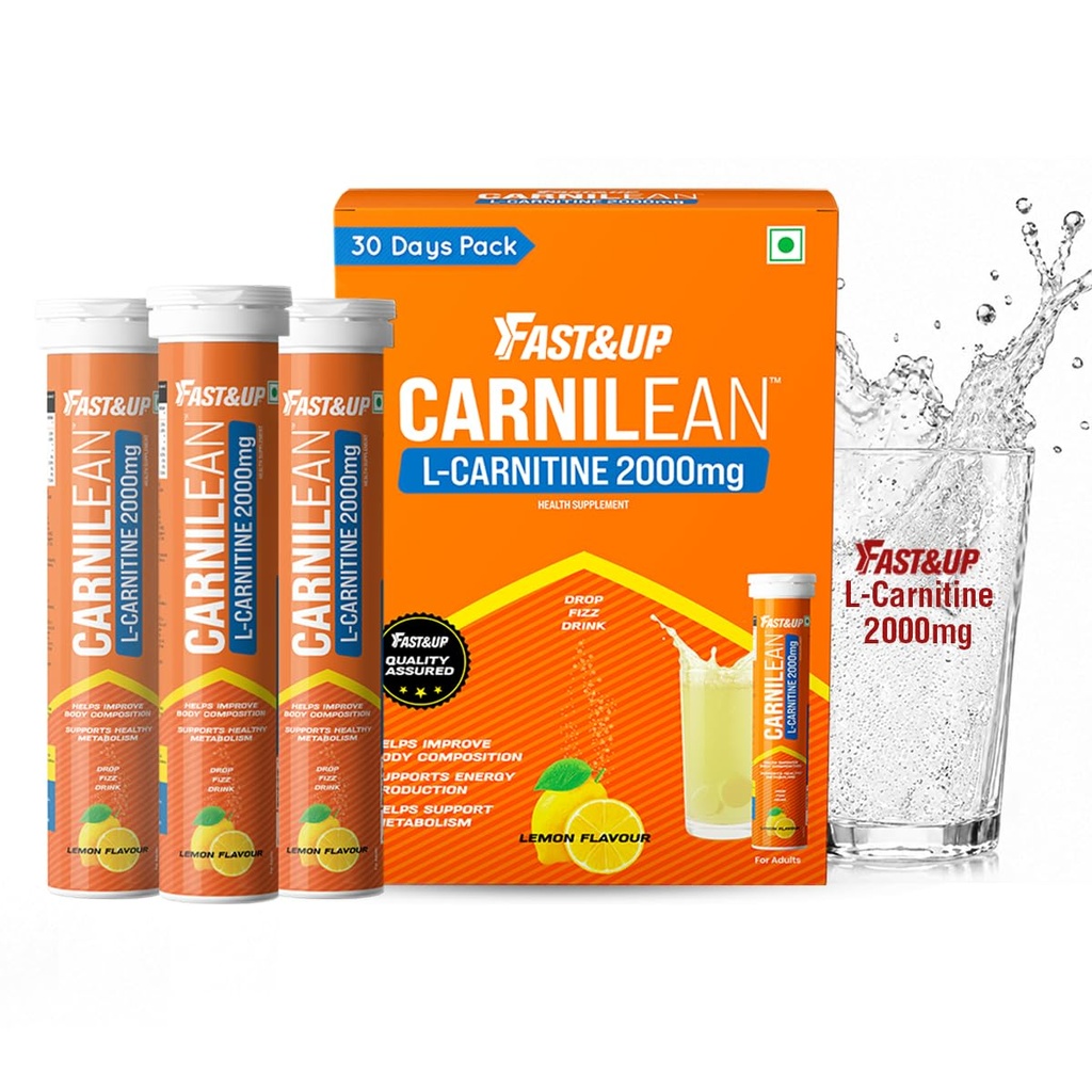 FAST&UP L-Carnitine 2000mg|Supports Weight Loss & Fat Burn|Lemon|Pack of 3