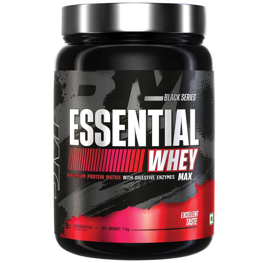 Bigmuscles Nutrition Essential Whey Max (Rich Chocolate)|Whey Protein Concentrate With Digestive Enzymes|No Added Sugar|Faster Muscle & Improved Strength|Daily Protein,1000 Grams