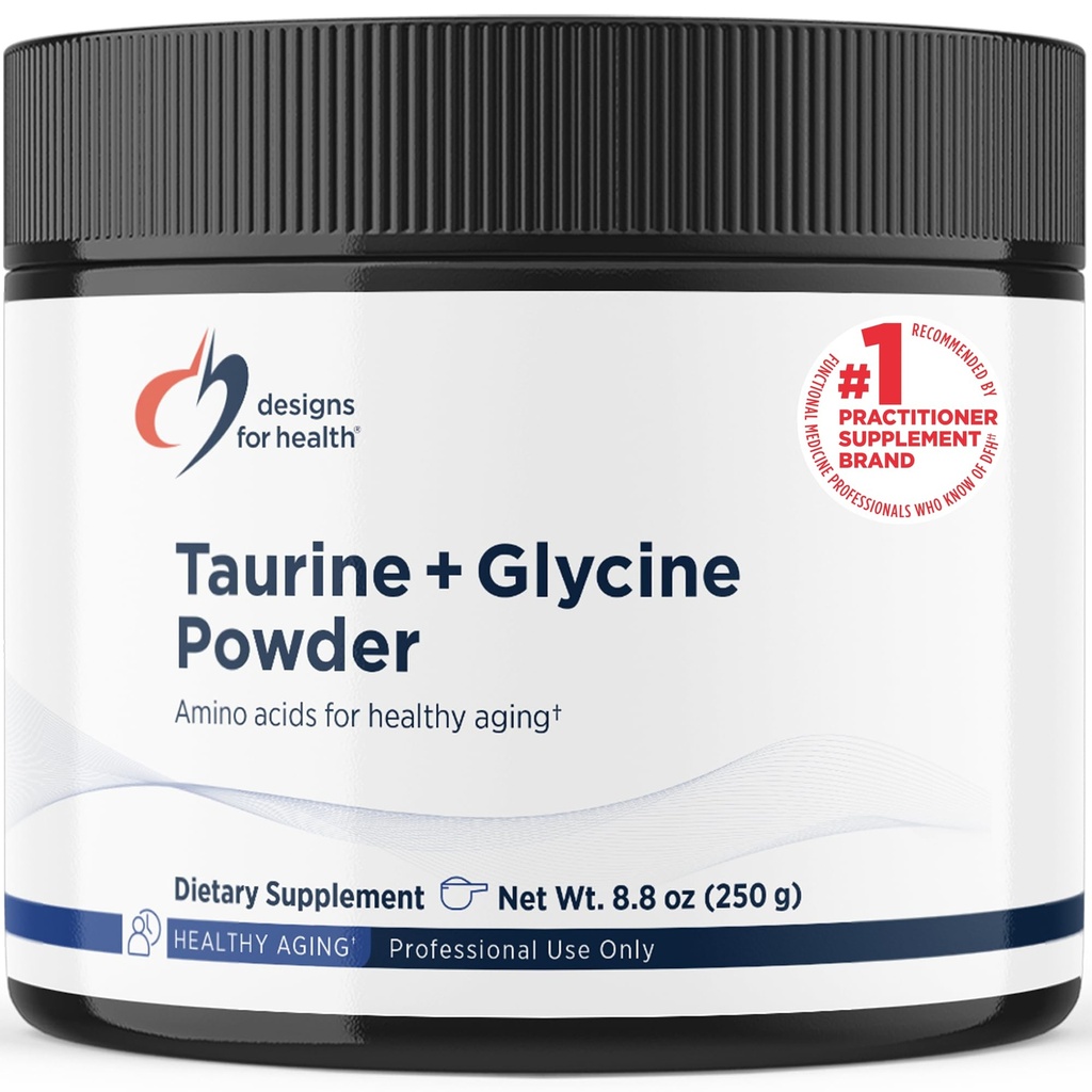 Conceptions pour la santé Poudre Taurine + Glycine - Acides aminés pour un vieillissement en santé - Soutient la santé cellulaire, métabolique et cardiaque - Poudre d'acide amino non aromatisée (250 g)