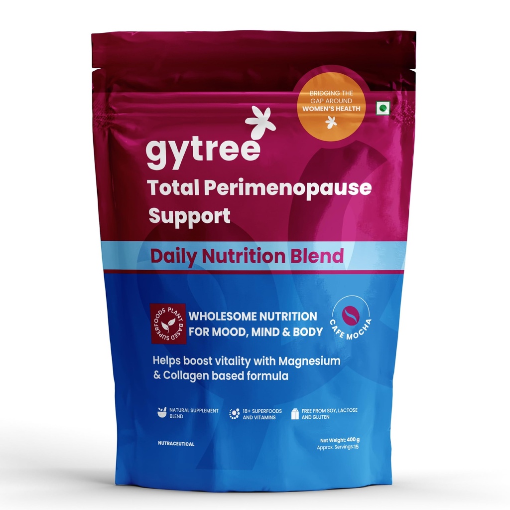Gytree Total Perimenopause Daily Nutrition Blend | Supplement for Women with Protein, Collagen, Magnesium & 18+ Superfoods | After 40+ supplements for women | Mood, Bone & Energy Support | Café Mocha Flavour | 400g