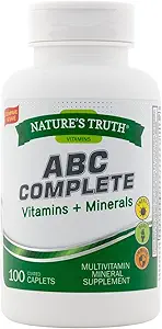 De waarheid van de natuur ABC Complete vitamines + mineralen Multivitamine Mineral Supplement - 100 gecoate caplets, Verpakking van 2