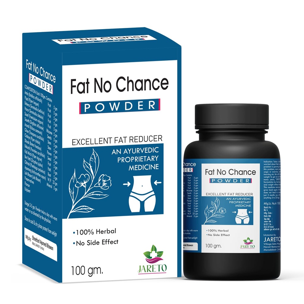Fat No Chance Powder | Ayurvedic Fat Burner Powder | Slim Fat Loss Herbal Formula to Reduce Belly Fat, Manage Cravings, Support Weight managment | 100g