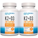 2 in 1 High Potency Formula 90mcg Vitamine K2 (MK7) en 5000 IU Vitamine D3 Supplement voor Bot- en Hartgezondheid 
