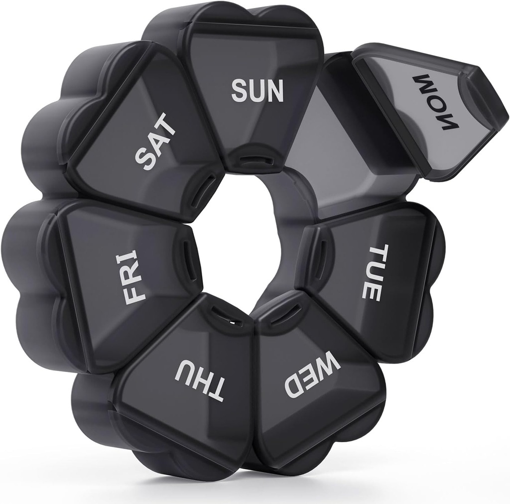 Grote Wekelijkse Pillen Organisator, Pill Box 7 Dag, KAPENS Dagelijkse Vitamine Case Grote Capaciteit Compartementen, Pillen Containers voor Visolie Geneeskunde Supplementen, Zwart
