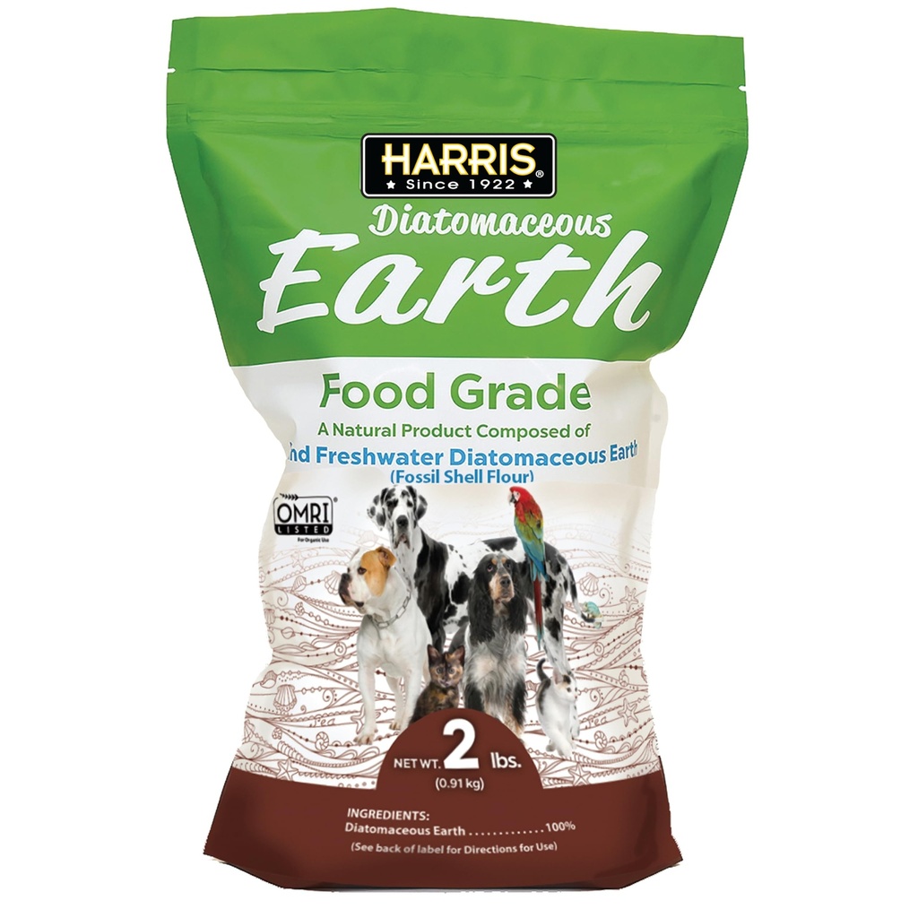 Harris Food Grade Diatomeeënaarde voor huisdieren, voor katten, honden, paarden en huisdieren, gecertificeerd voor biologisch gebruik, 2 LB Bag