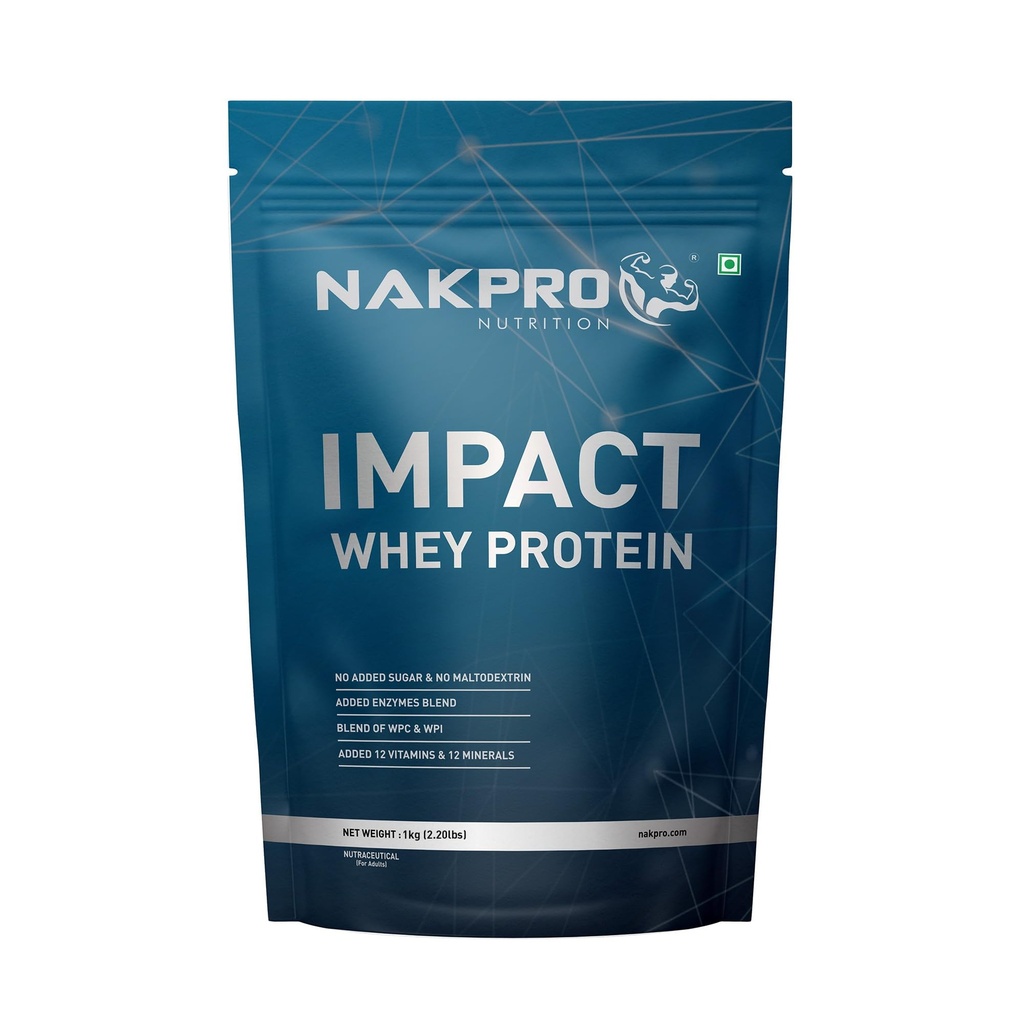NAKPRO NUTRITION Impact Whey Protein Isolate & Concentrate | 1 kg | 24g Protein | Malai Kulfi | Trustified Certified | Added Digestive Enzymes, Vitamins & Minerals