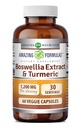 Formules étonnantes Boswellia Extract & Turmeric Supplement $ 1200 Mg par service $ 60 Capsules Veggie $ Non-GMO $ Sans gluten $ Fabriqué aux États-Unis $