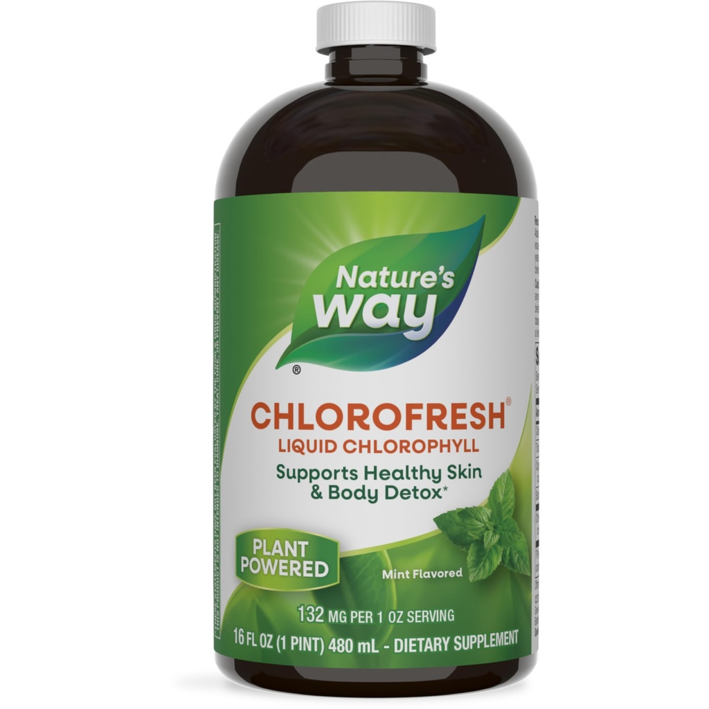 Nature's Way Chlorofresh, Chlorophylle liquide, soutient la peau saine et la désintoxication corporelle*, Supplément de désodorisant interne*, soutient les voies de désintoxication du foie*, Mint Flavored, 16 Fl. Oz