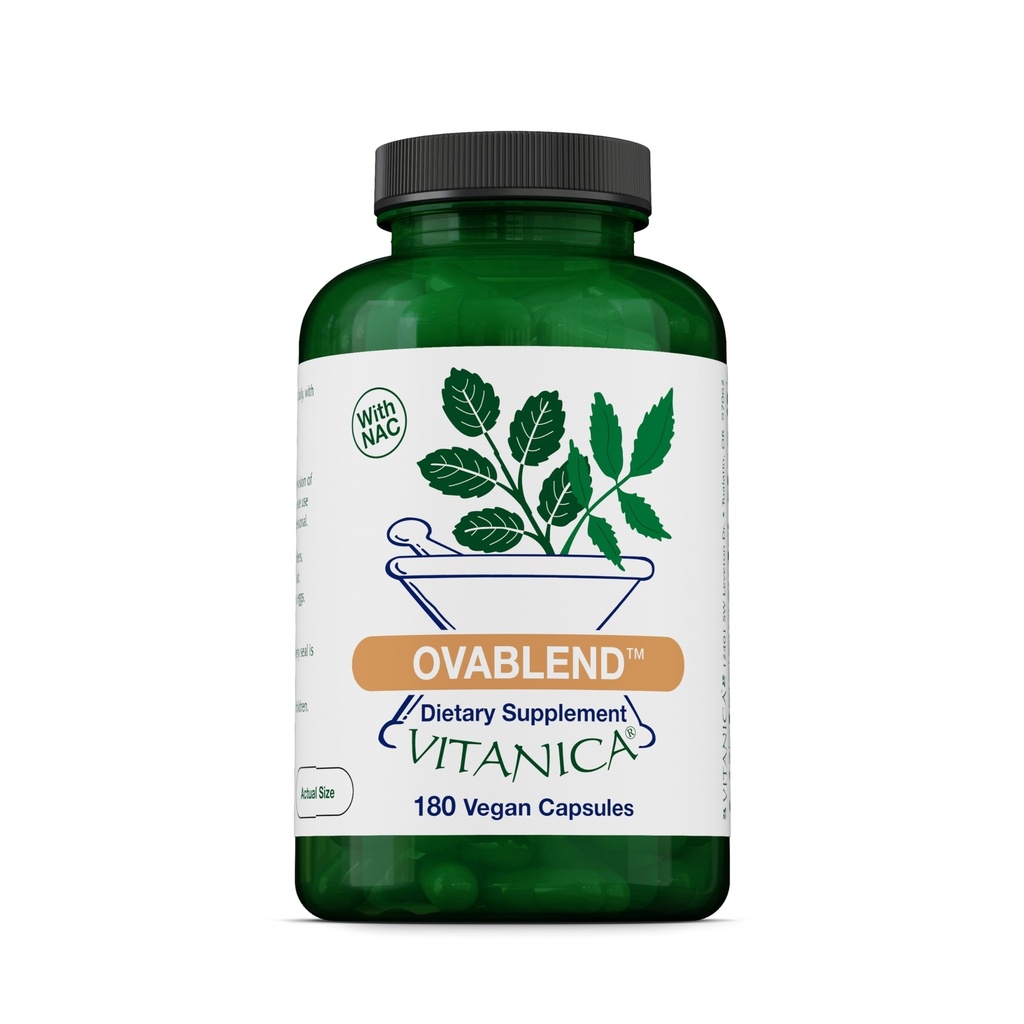 Vitanica OvaBlend - Ovarian Health & Hormone Balance for Women - Endocriene Support Supplement with Sarsaparilla Root & NAC - Herbal Dietary Supplement for Women - Pro Logo - 180 Vegan Caps