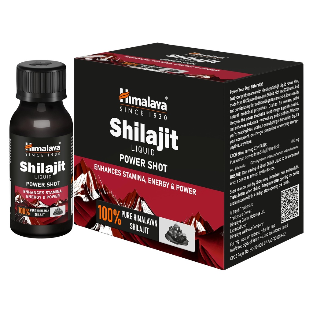 Himalaya Shilajit Liquid Power Shot | 6N * 60 ml Pack | Enhances Stamina, Energy, and Power | 100% Pure Himalayan Shilajit | Herbal Supplement | 60% Fulvic Acid