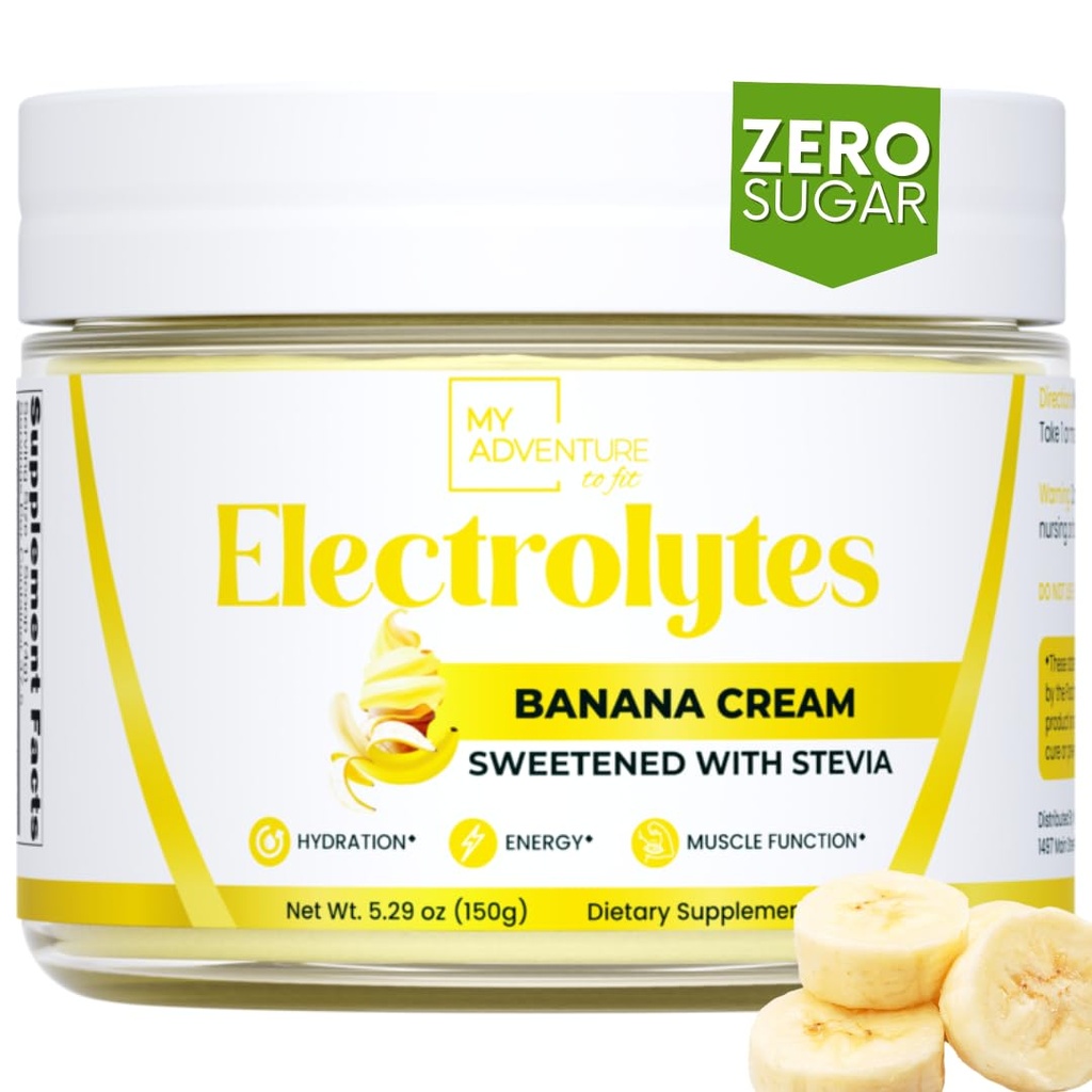 Zero Sugar - Banana Cream Electrolytes Powder - Refreshing Hydration - Cafeïnevrije energie met alle natuurlijke ingrediënten - Vegan, Keto & Paleo - Sugar Free Electrolytes Powder Drink Mix - 37 porties