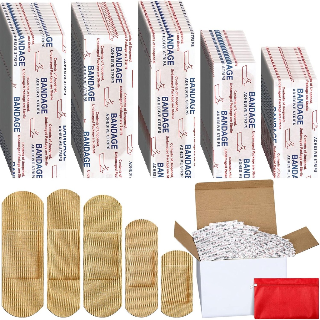 Lounsweer 2000 Stuks Stof Kleefbandjes Variëteitspakket Bulk Assorted Maten Flexibele Breathable Patch Stof Bandages voor Familie Eerste Hulp Huid Wrap Vinger Wond, Natuurlijke