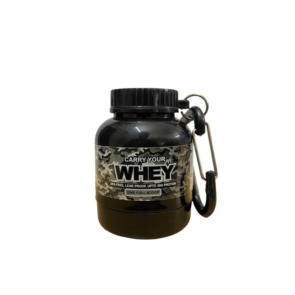 Protein Funnel Mini Smart Portable Protein Powder Bottle| Portable Protein or Supplement Powder Carrying Funnel & Container with Key-Chain (Black)