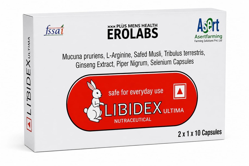 Erolabs Libidex Capsules for Men | Ayurvedic Stamina & Energy Booster | Safed Musli, Tribulus, L-Arginine, Mucuna | 20 Veg Capsules